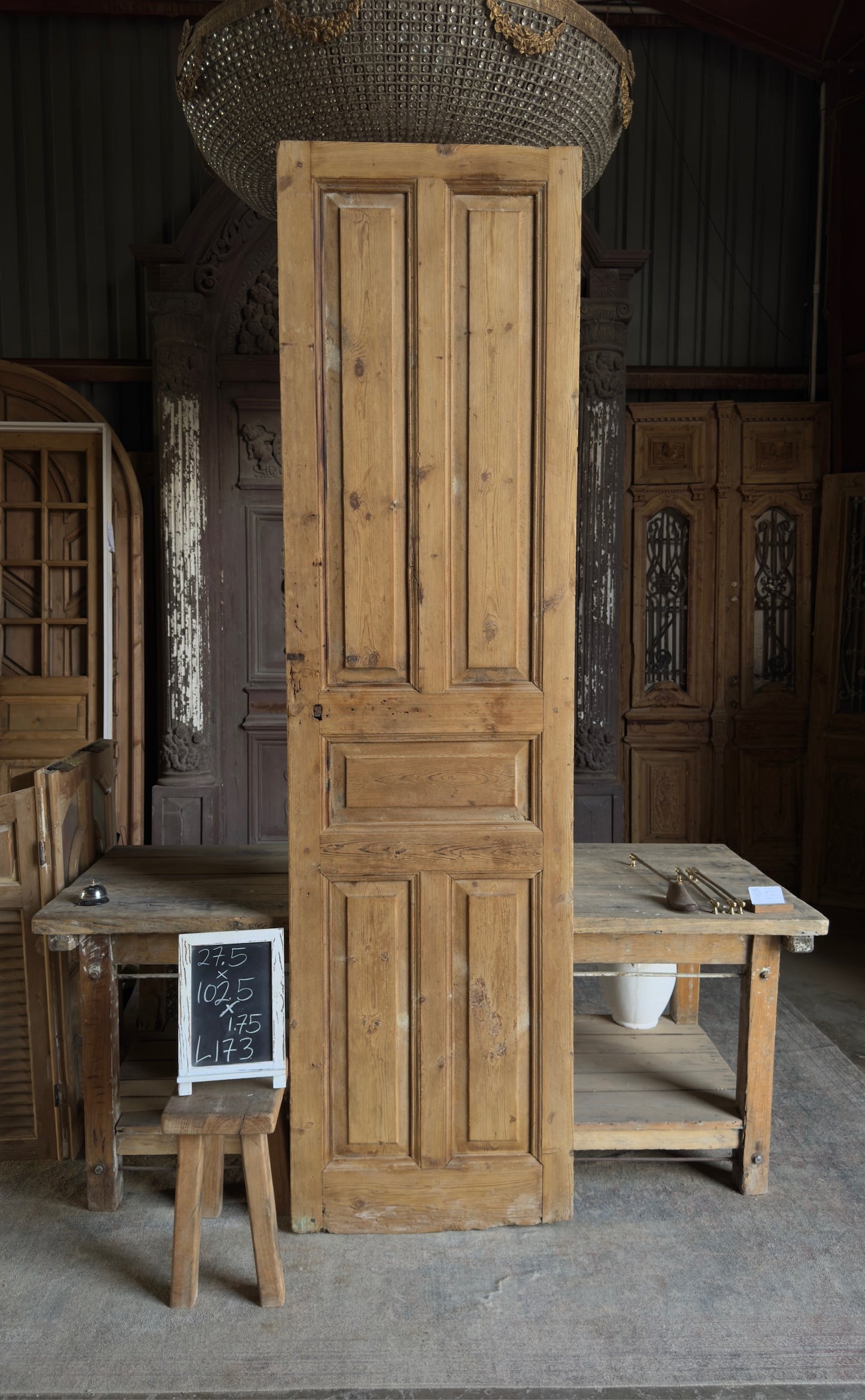 5 Panel Single Solid Antique Door - 27.5x102.5 - L173