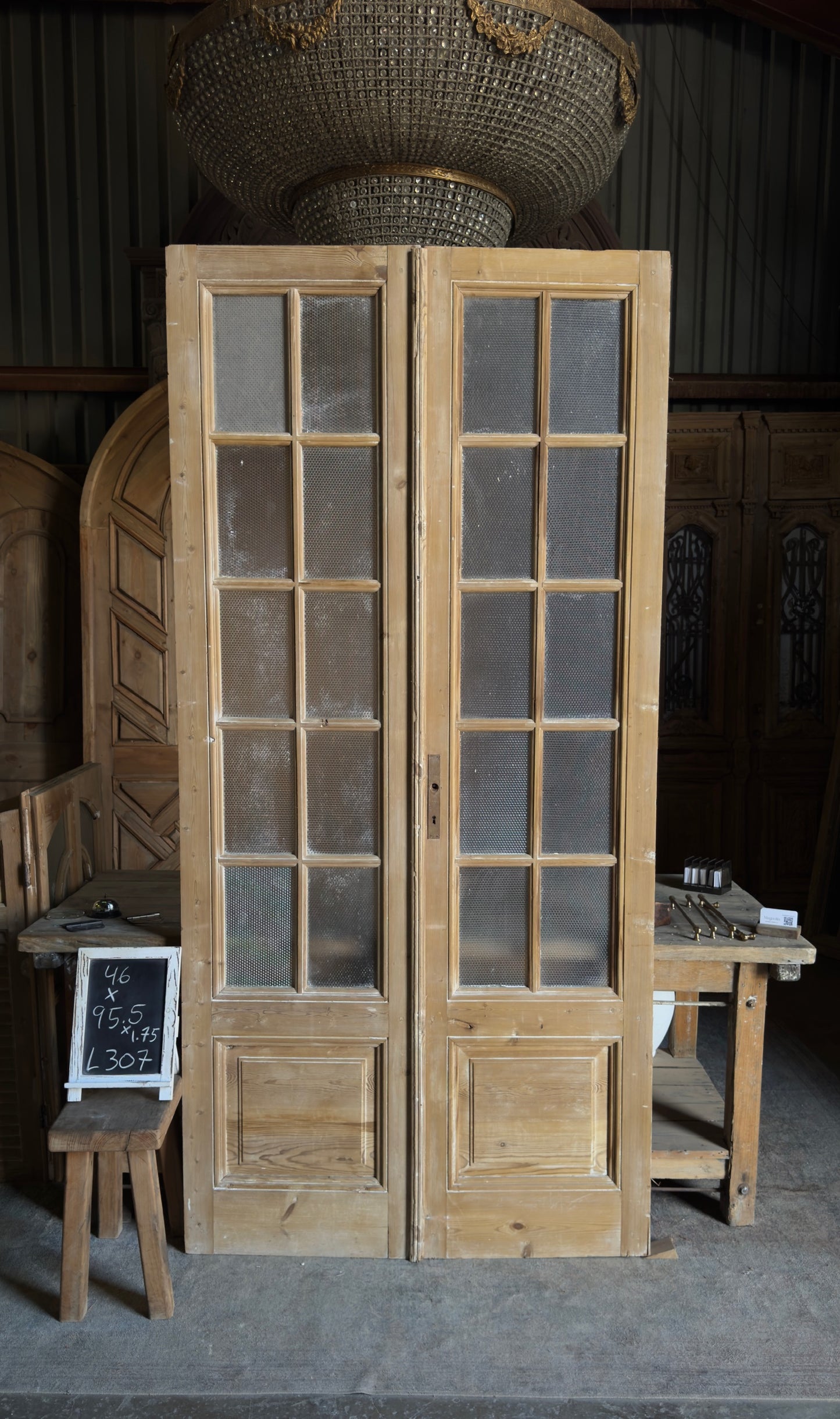 10 Lite Antique Glass French Doors - 46x95.5 - L307