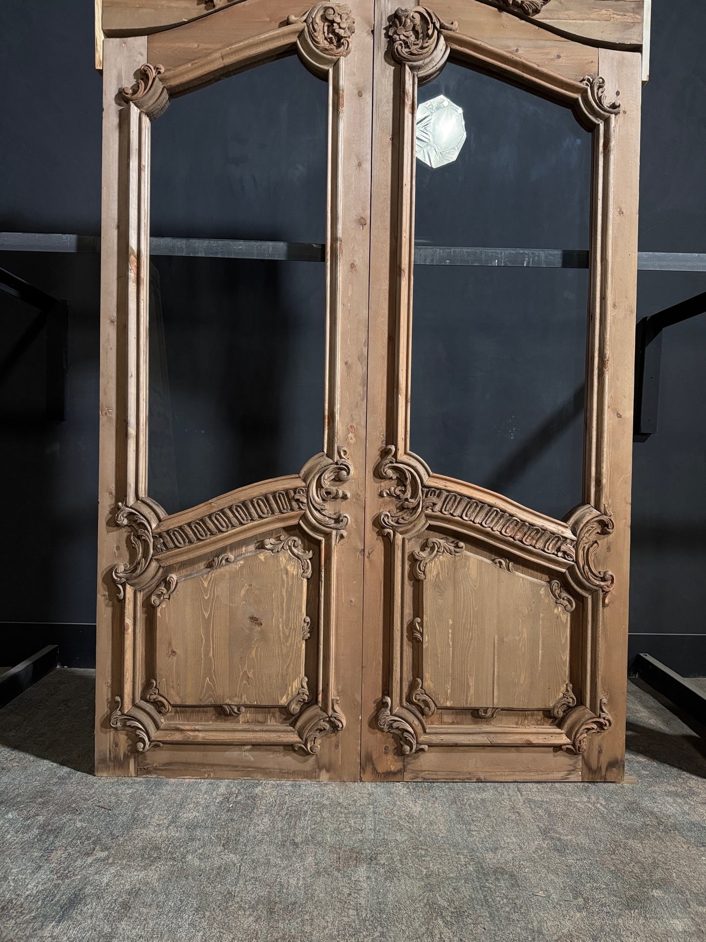 Handcrafted Grand Carved Glass French Doors - 59x96 - N190