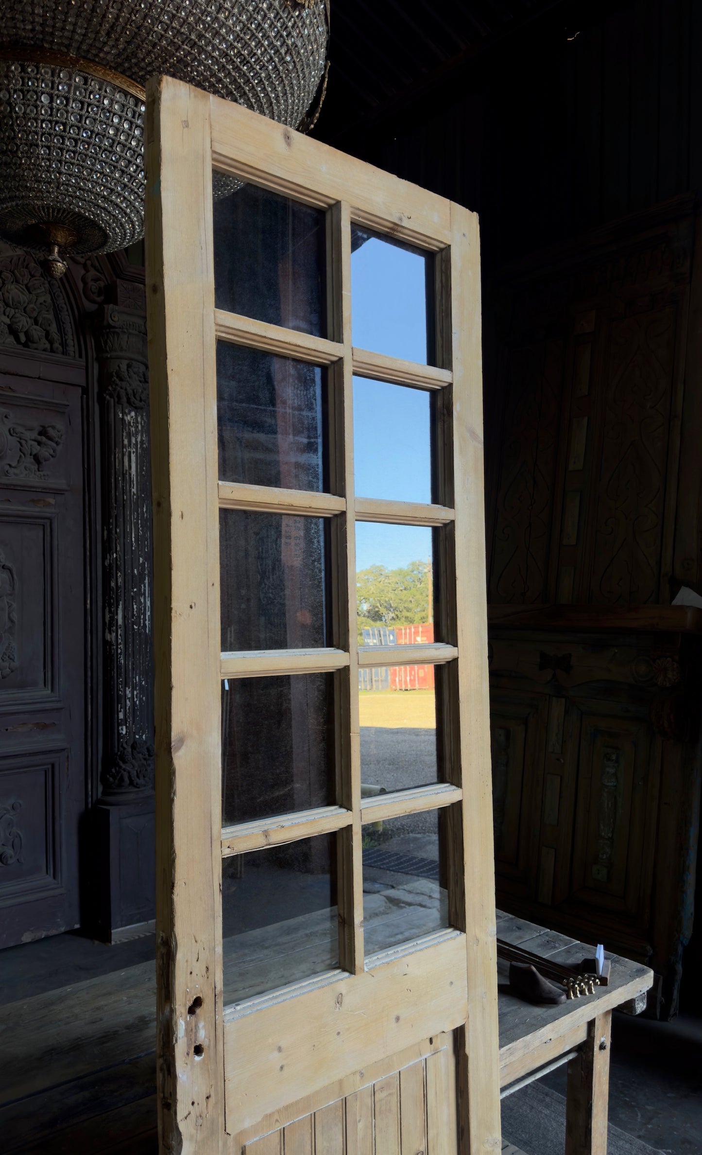 10 Lite Antique Glass Single Door - 27.5x96.5 - L114