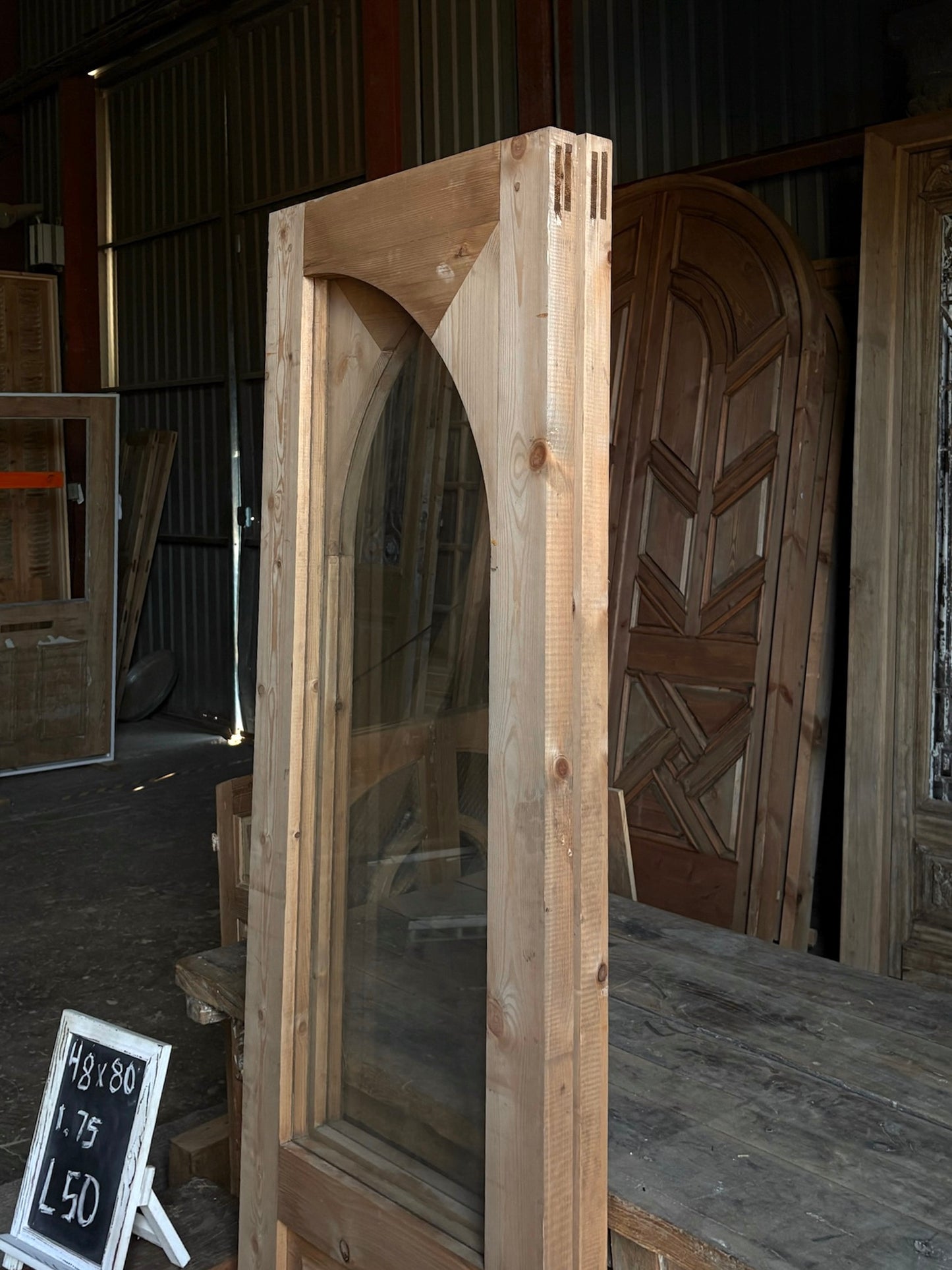 (Valencia) Handcrafted Arched Open Glass French Doors - 48x80 L50