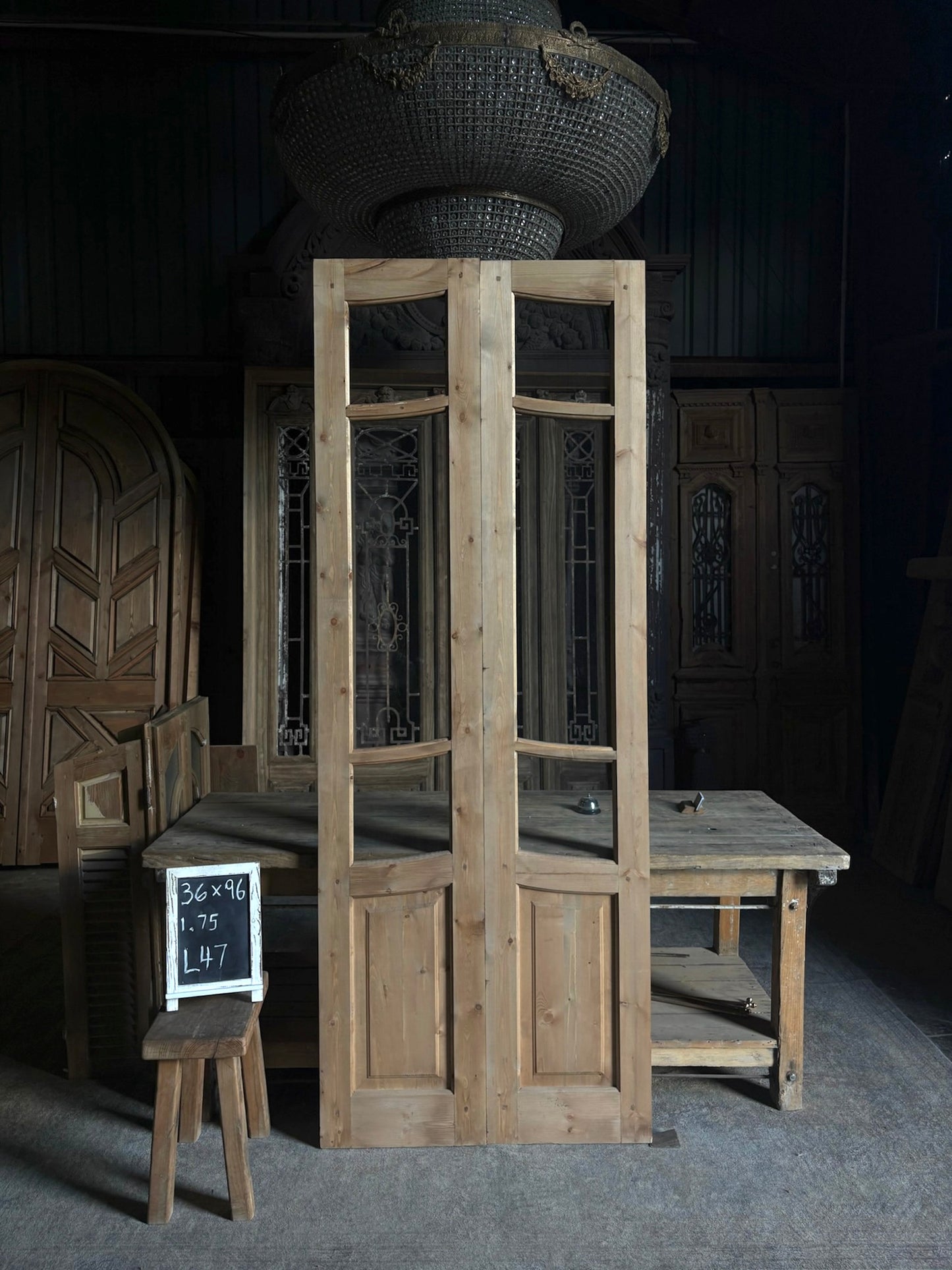 (Camille) Handcrafted Glass French Doors - 36x96 L47