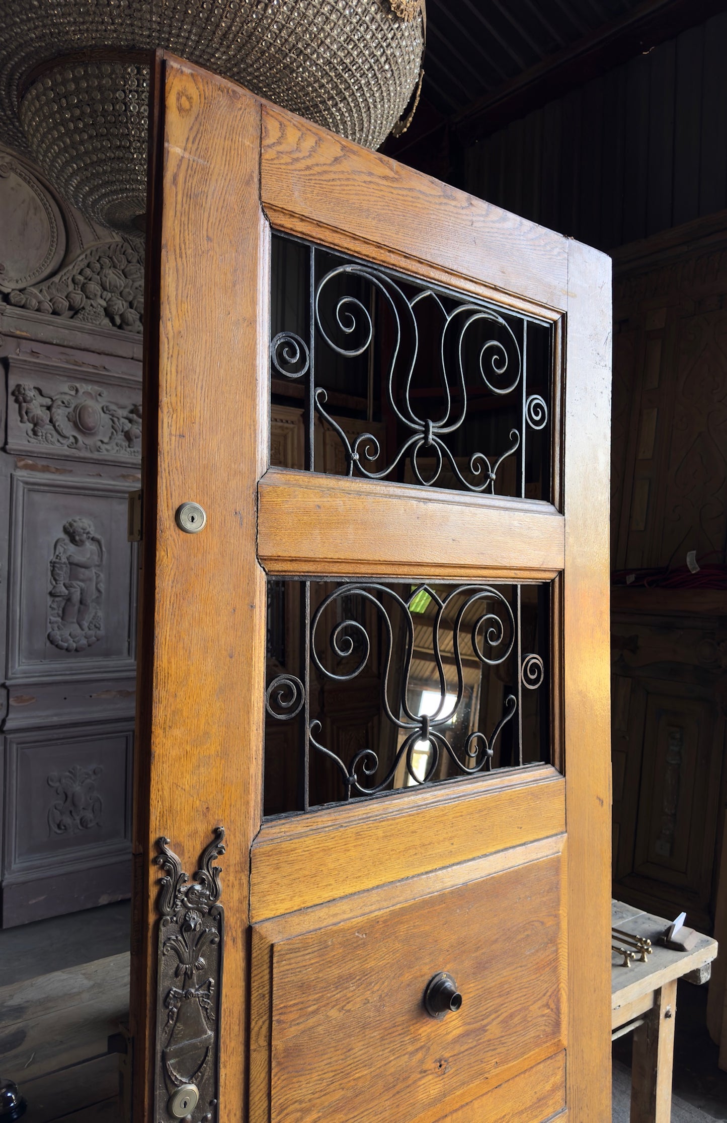 European Double Iron Grille Antique Single Door - 41x94.5 - L241