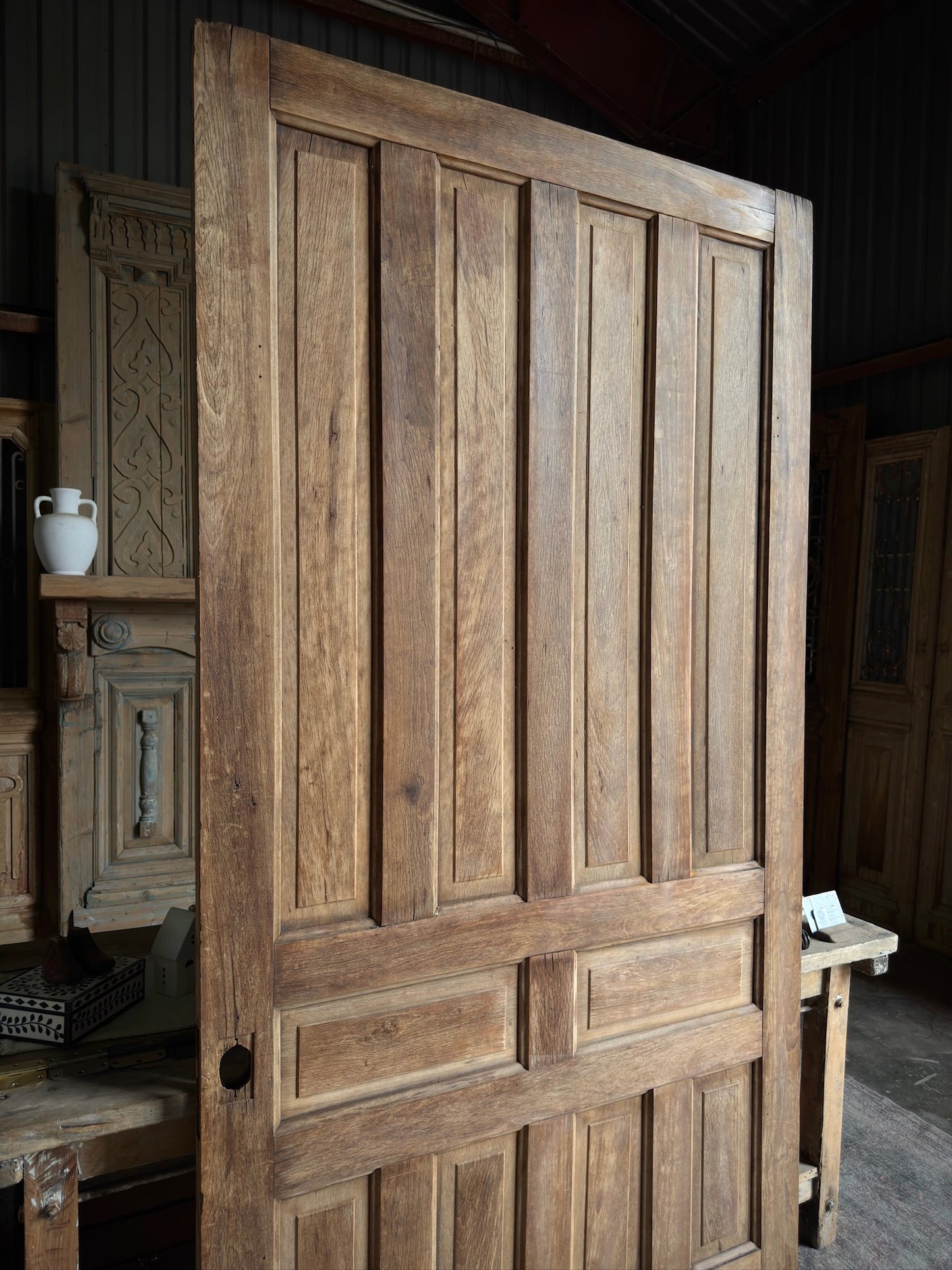 Solid Single Antique French Oak Door - 50.25x96 - G124