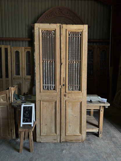 Simple Antique Iron French Doors - 39.75x92 J4
