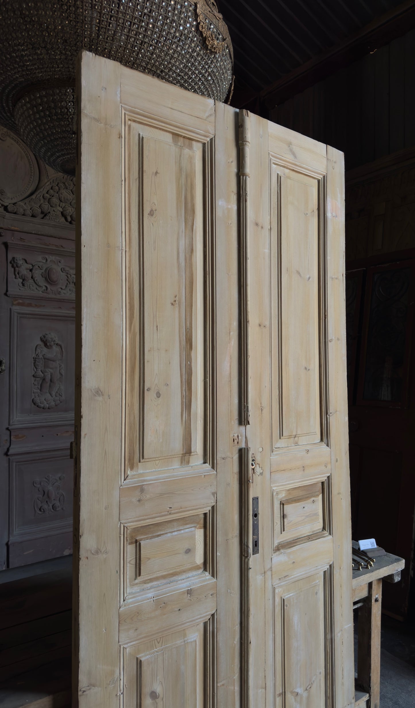 3 Panel Antique Solid French Doors - 43.5x99.5 - L323