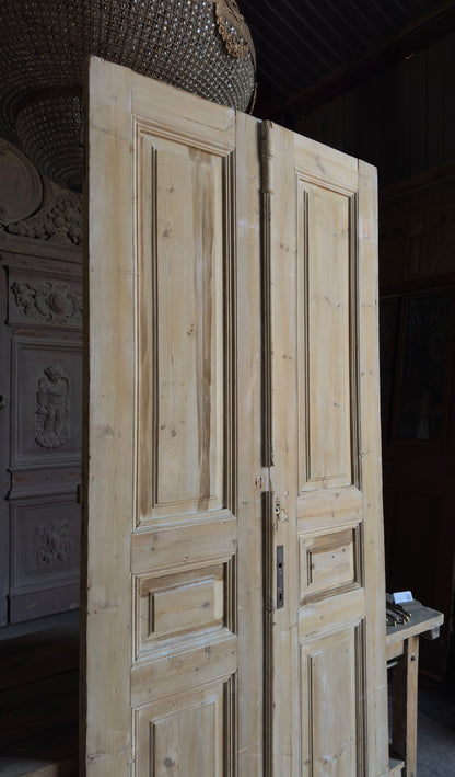 3 Panel Antique Solid French Doors - 43.5x99.5 - L323