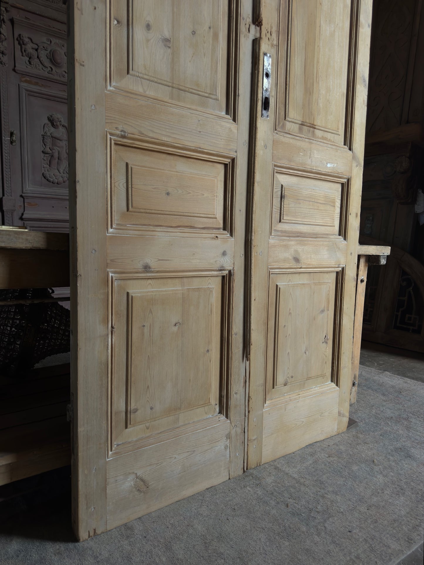 3 Panel Antique Solid French Doors - 45x100.5 K38