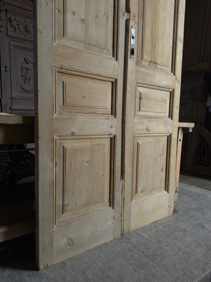 3 Panel Antique Solid French Doors - 45x100.5 K38
