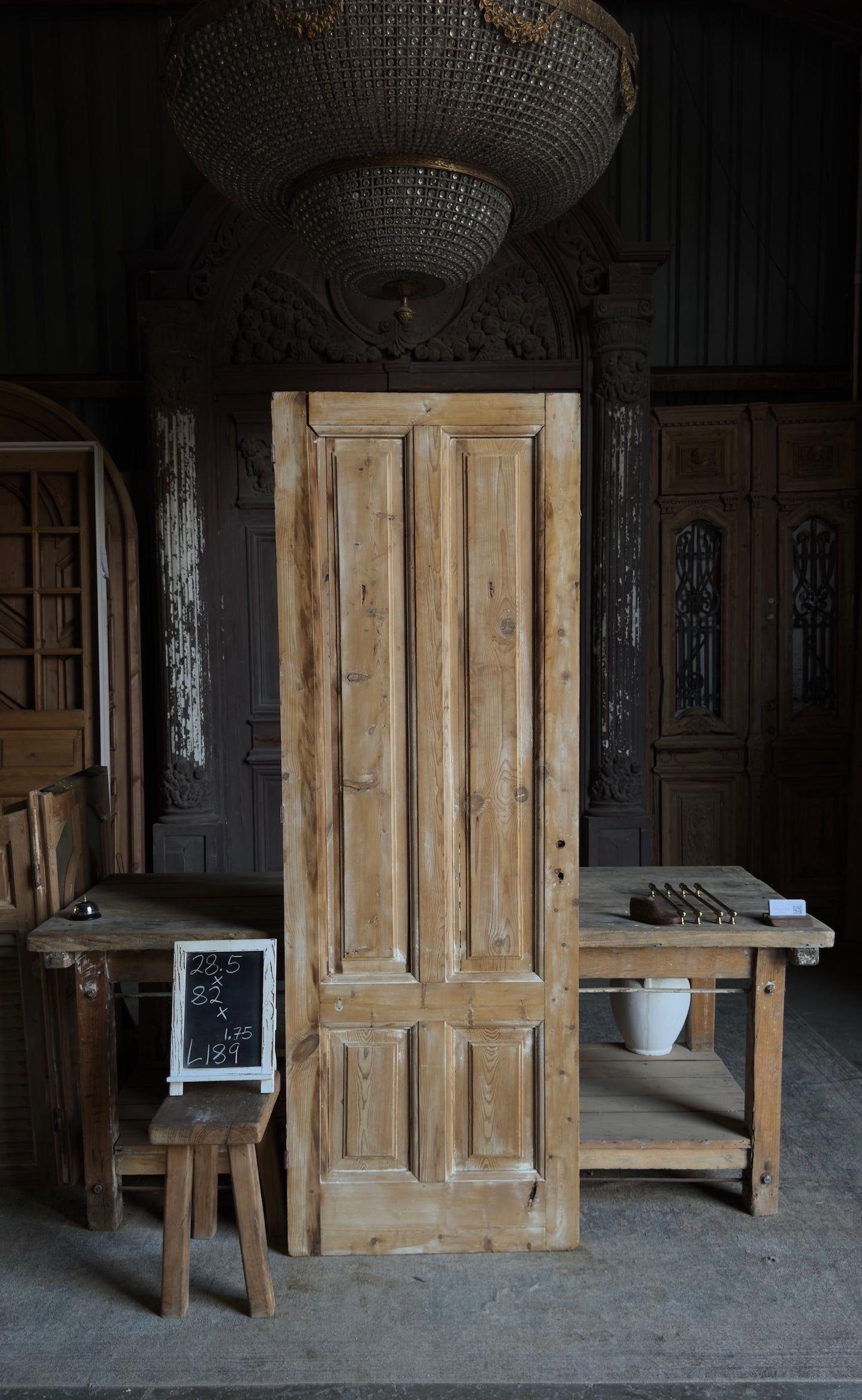 4 Panel Single Solid Antique Door - 28.5x82 - L189