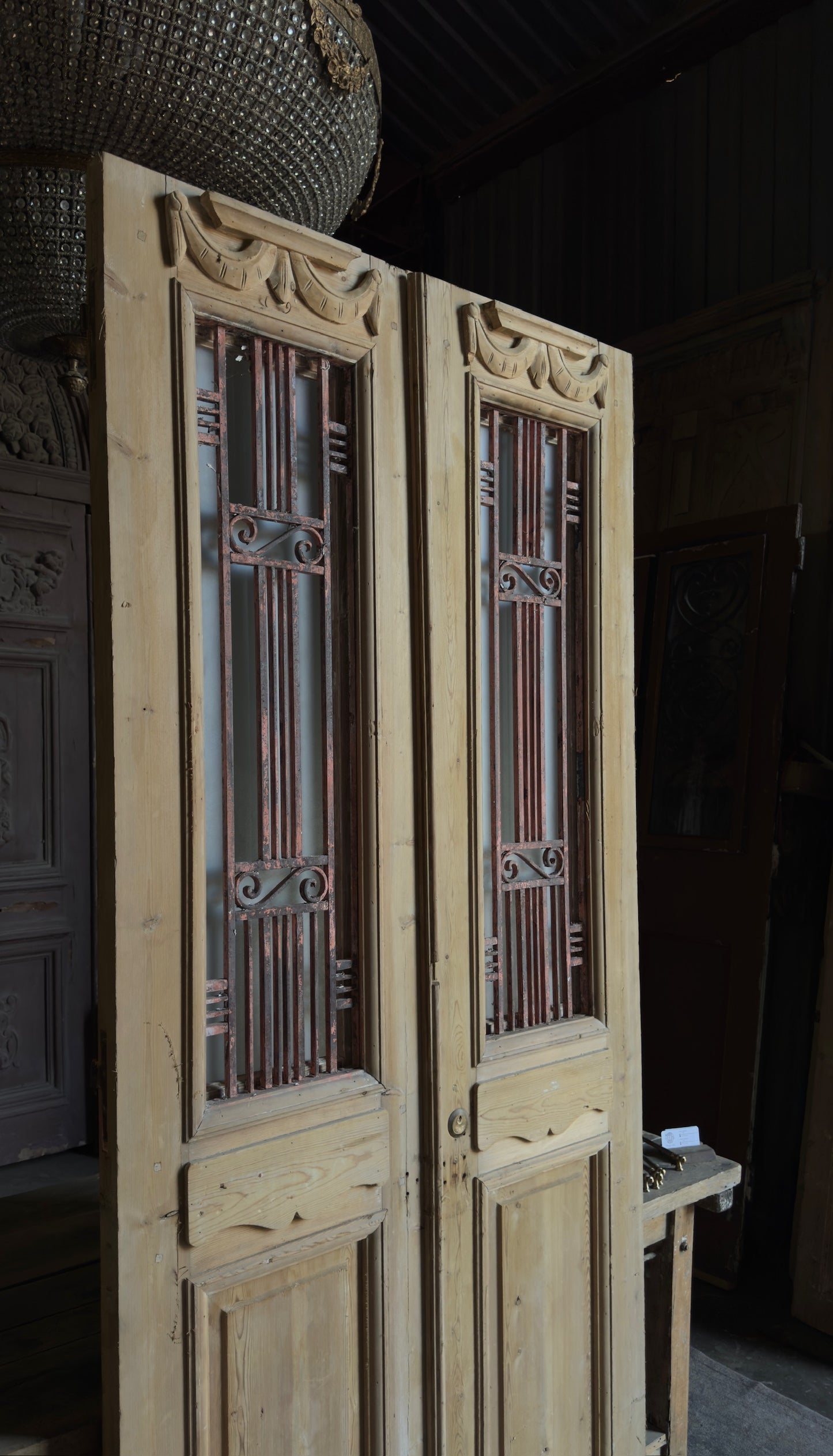 Mediterranean Antique Iron French Doors - 43.25x96.25 - L302