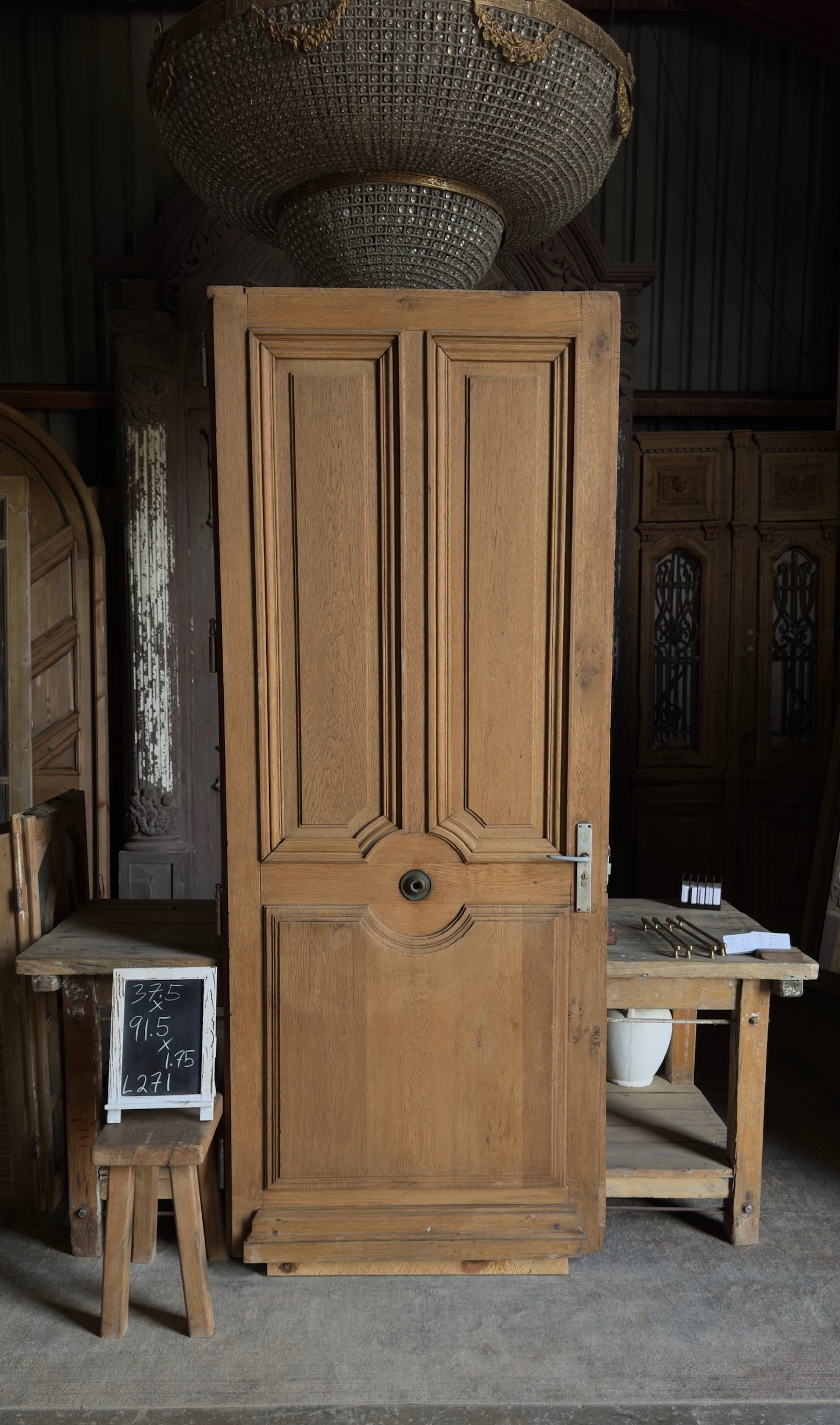 Parisian Arched 2-Panel Antique Single Door - 37.5x91.5 - L271