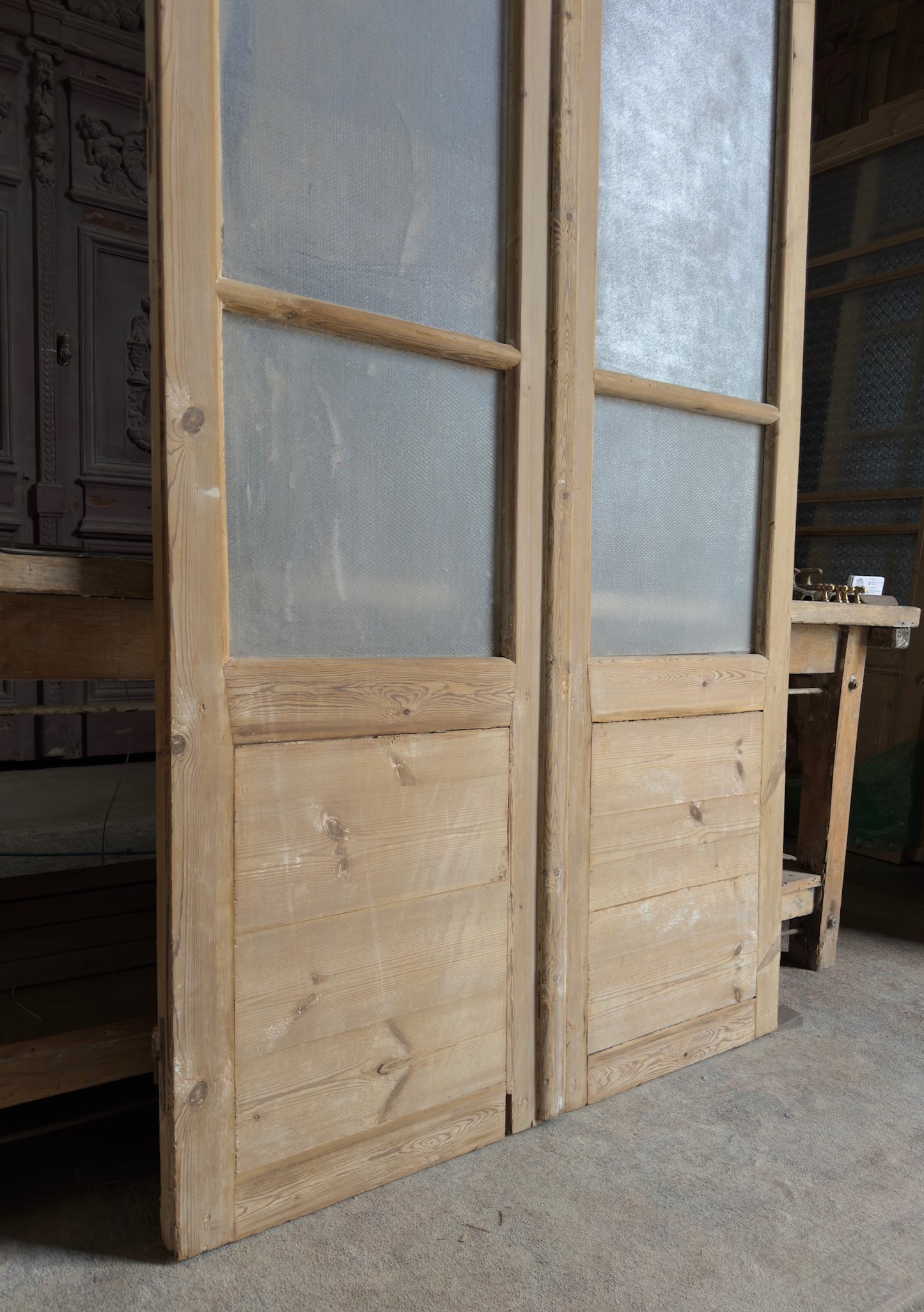 Antique Obscured Glass 2 Lite French Doors - 43.75x97 - L709