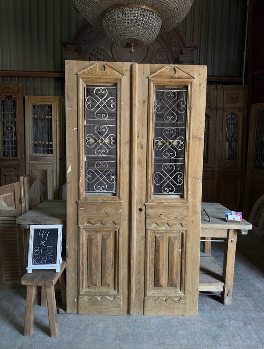 Antique Iron French Double Doors - 44x81.5 K275