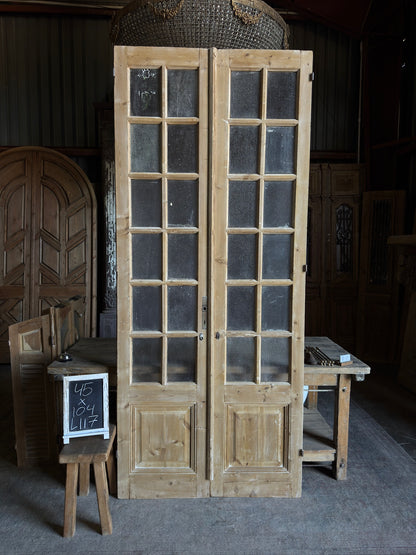 12 Lite Glass Antique French Doors - 45x104 - L117