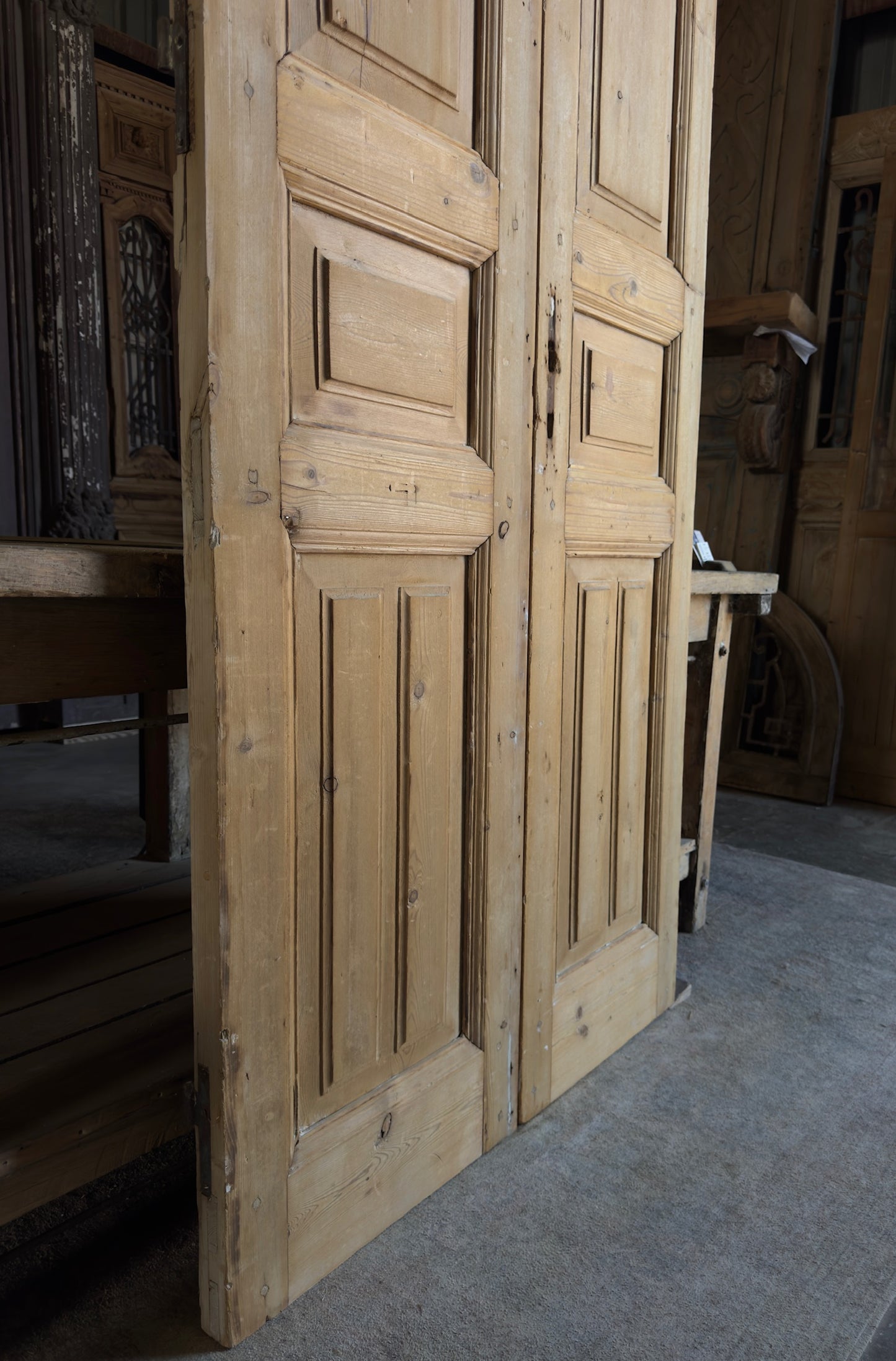 3 Panel Antique Solid French Doors - 38.75x93.5 K401