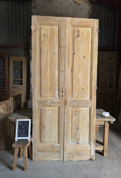 2 Panel Antique Solid French Doors - 45.5x101 K366