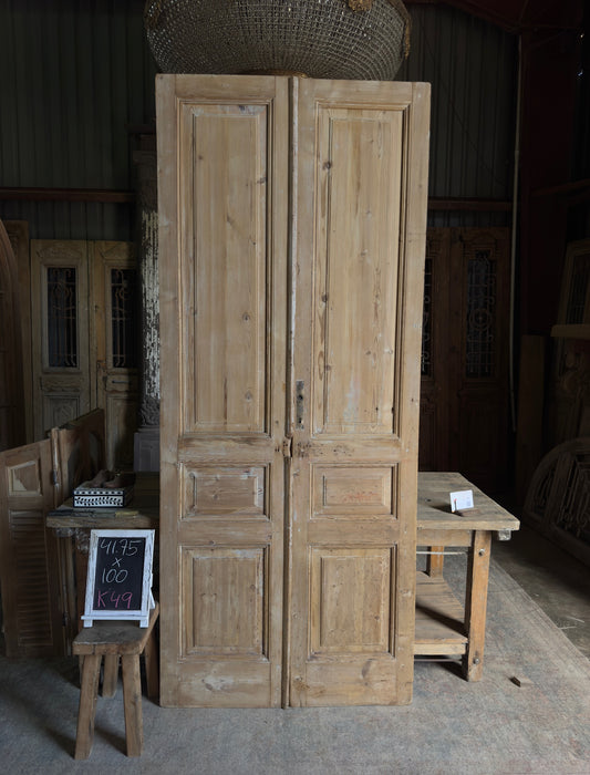 3 Panel Antique Solid French Doors - 41.75x100 K49