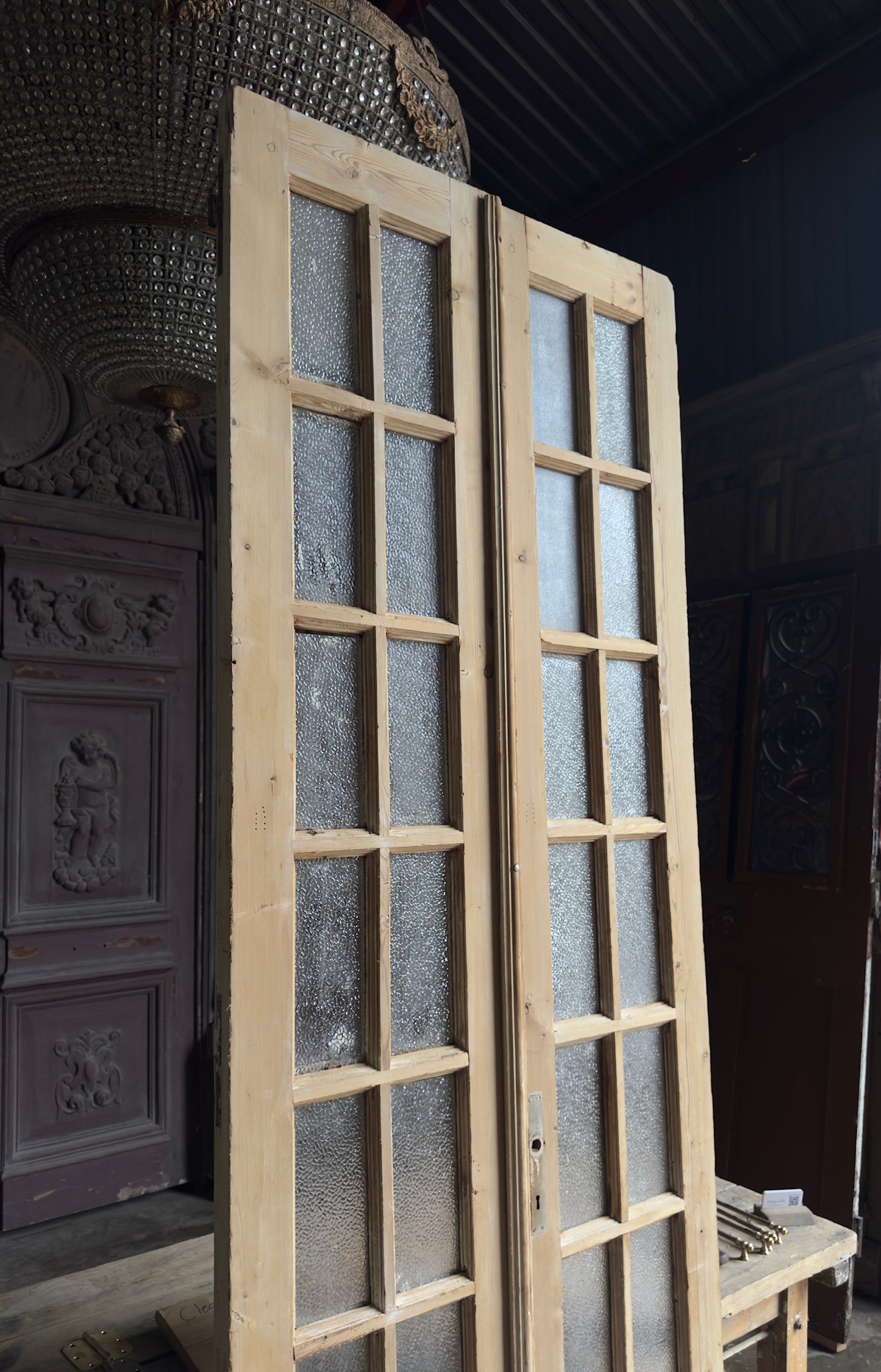 12 Lite Glass Antique French Doors - 35x104 - L430