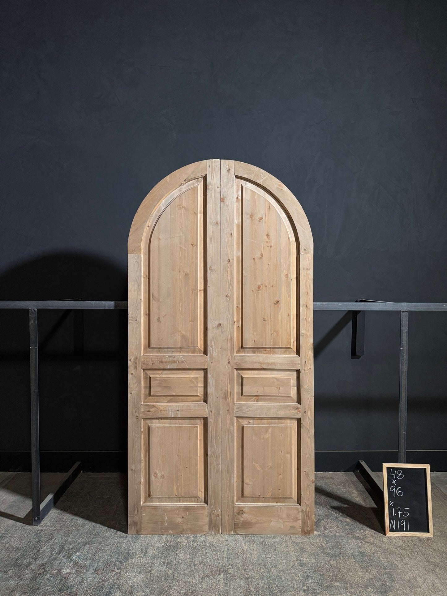 Handcrafted 3 Panel Arched Double Doors - 48x96 - N191