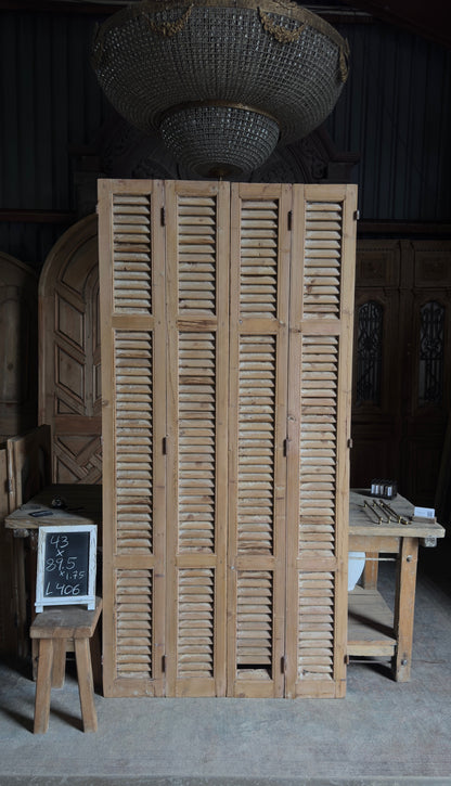 European French Antique Louvered Shutters - 43x89.5 - L406