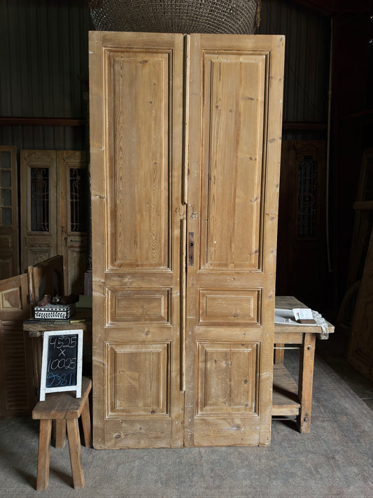 3 Panel Antique Solid French Doors - 45.25x100.25 J381