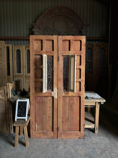 Ornately Carved Iron French Doors - 43.75x81.5 J72