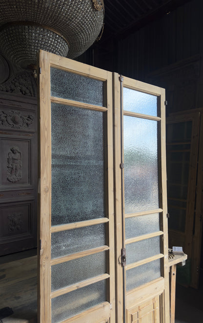 Antique Obscured Glass 4 Lite French Doors - 43.5x89.5 - L688