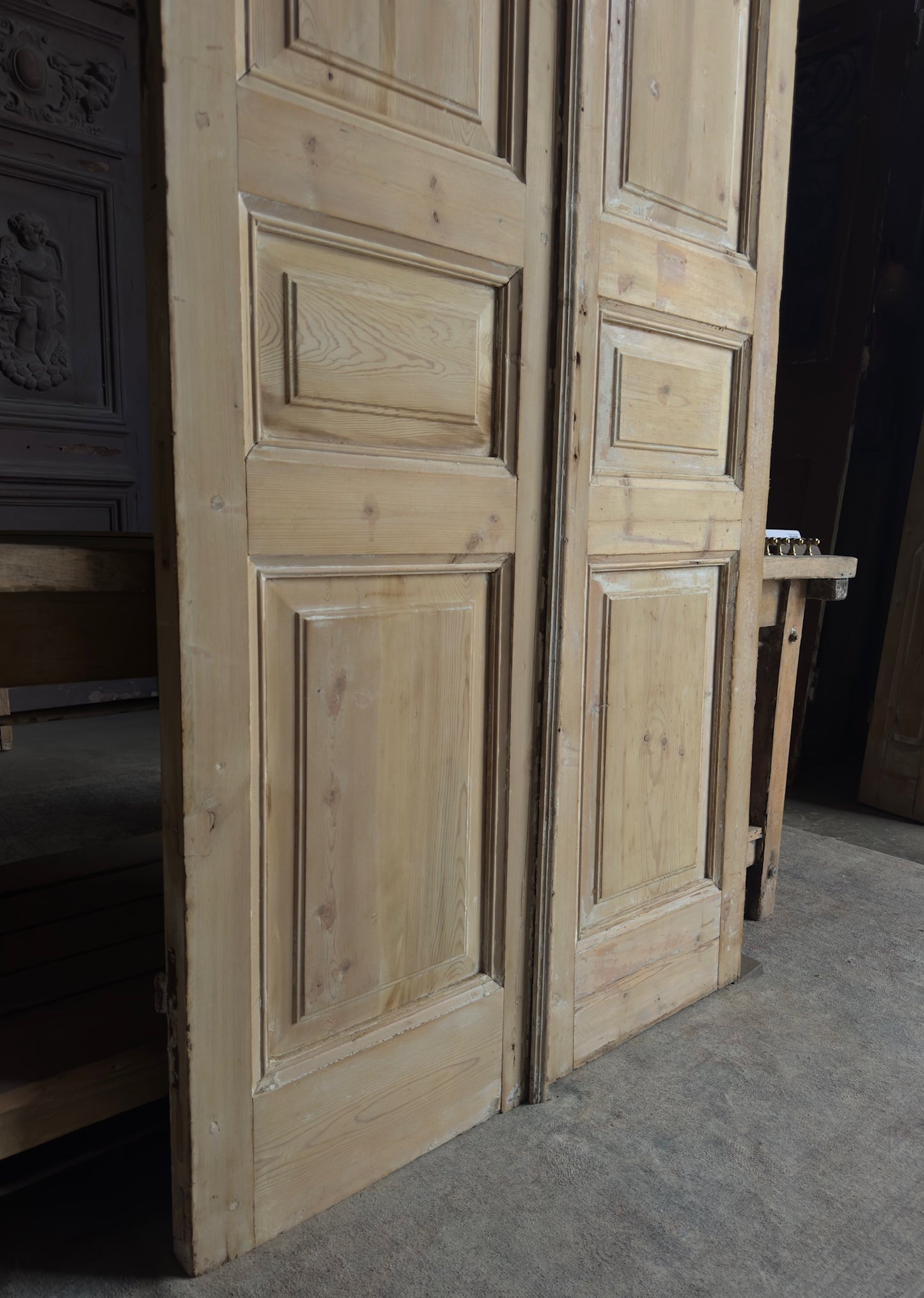 3 Panel Antique Solid French Doors - 42.5x96.5 - L369