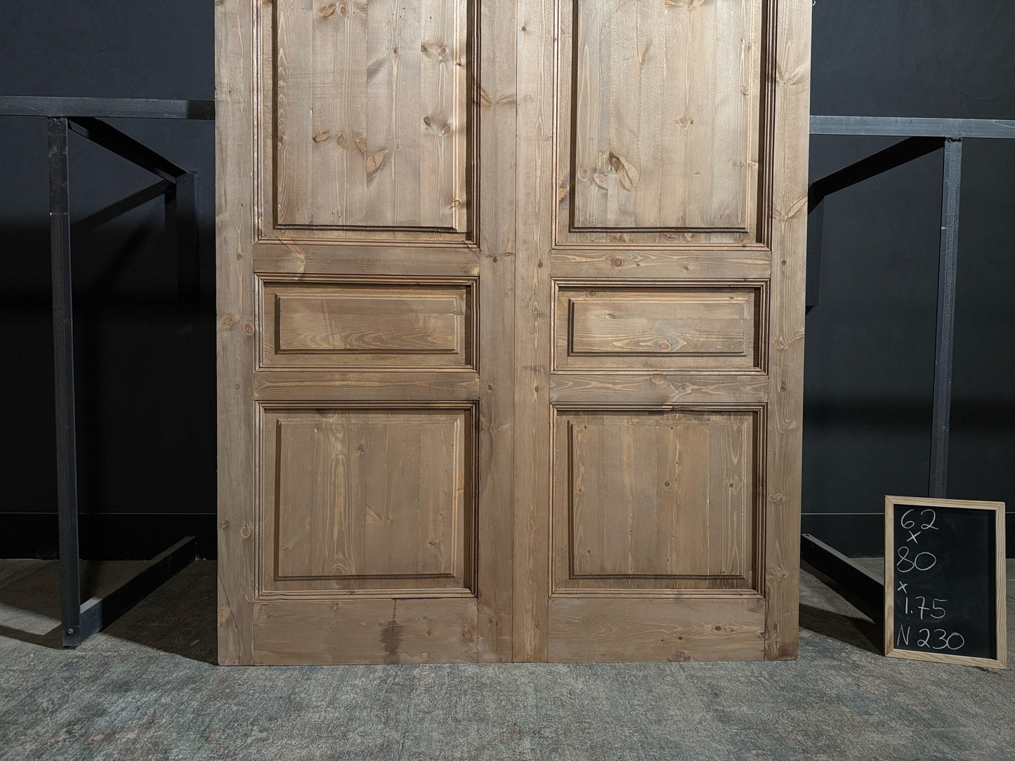 Handcrafted 3 Panel Solid French Doors - 62x80 - N230