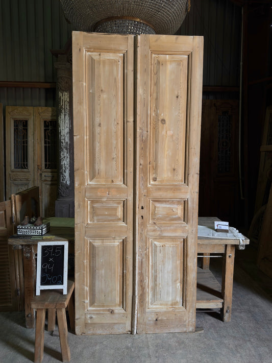 2 Panel Antique Solid French Doors - 39.5x94 J402