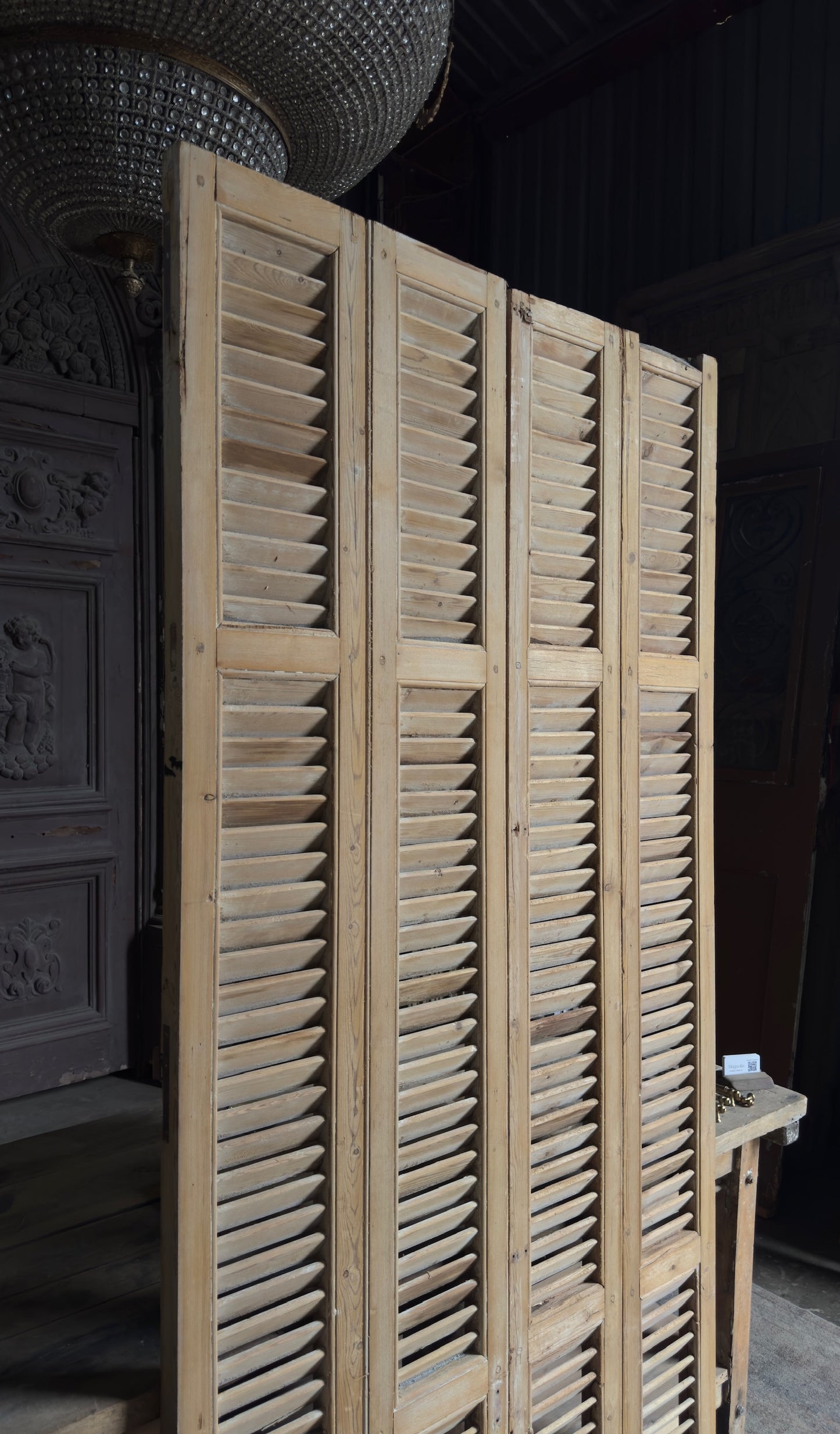 European French Antique Louvered Shutters - 43.5x89 - L408