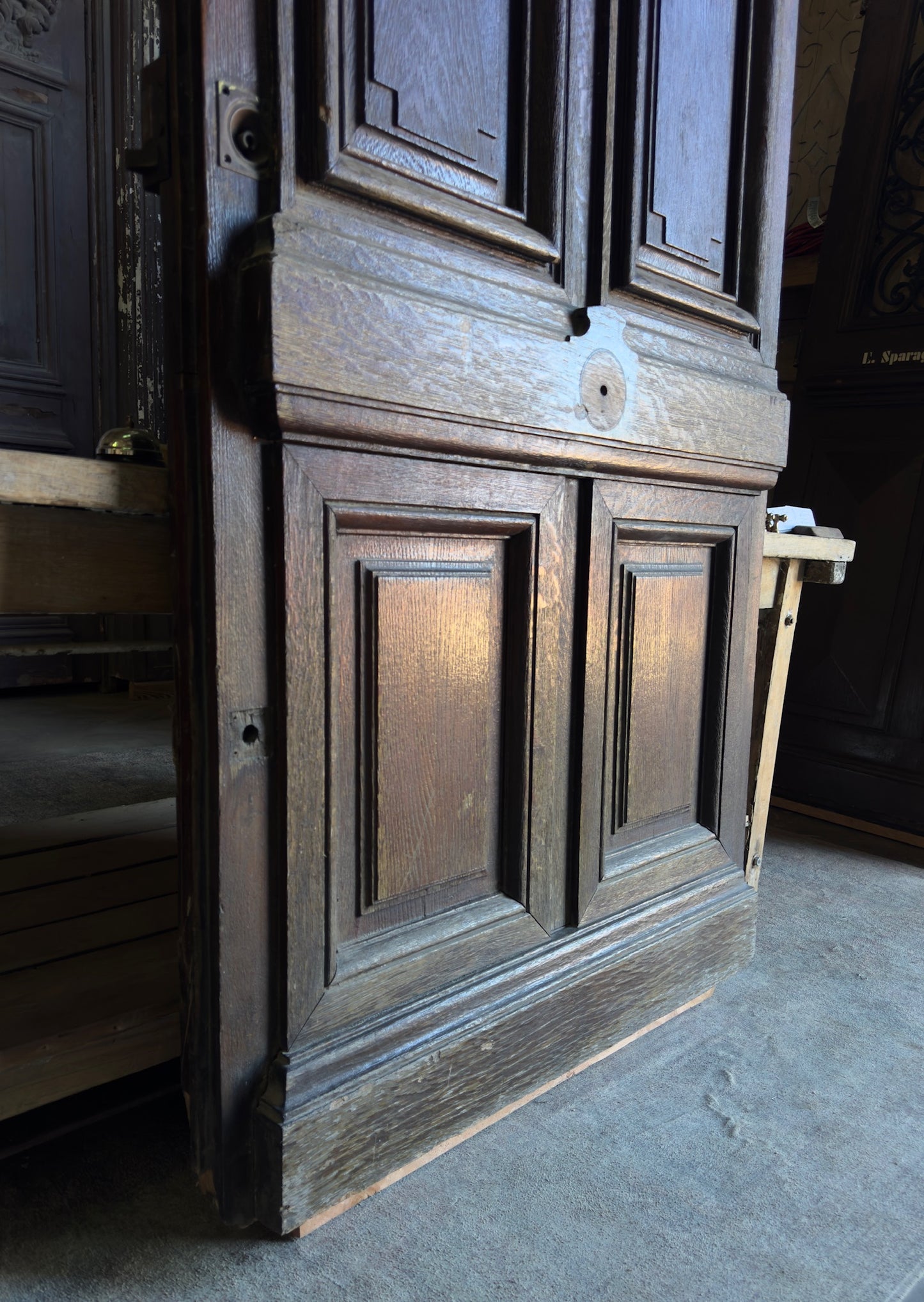 French Oak Antique Single Door with Paneled Base - 42.5x91 - L275