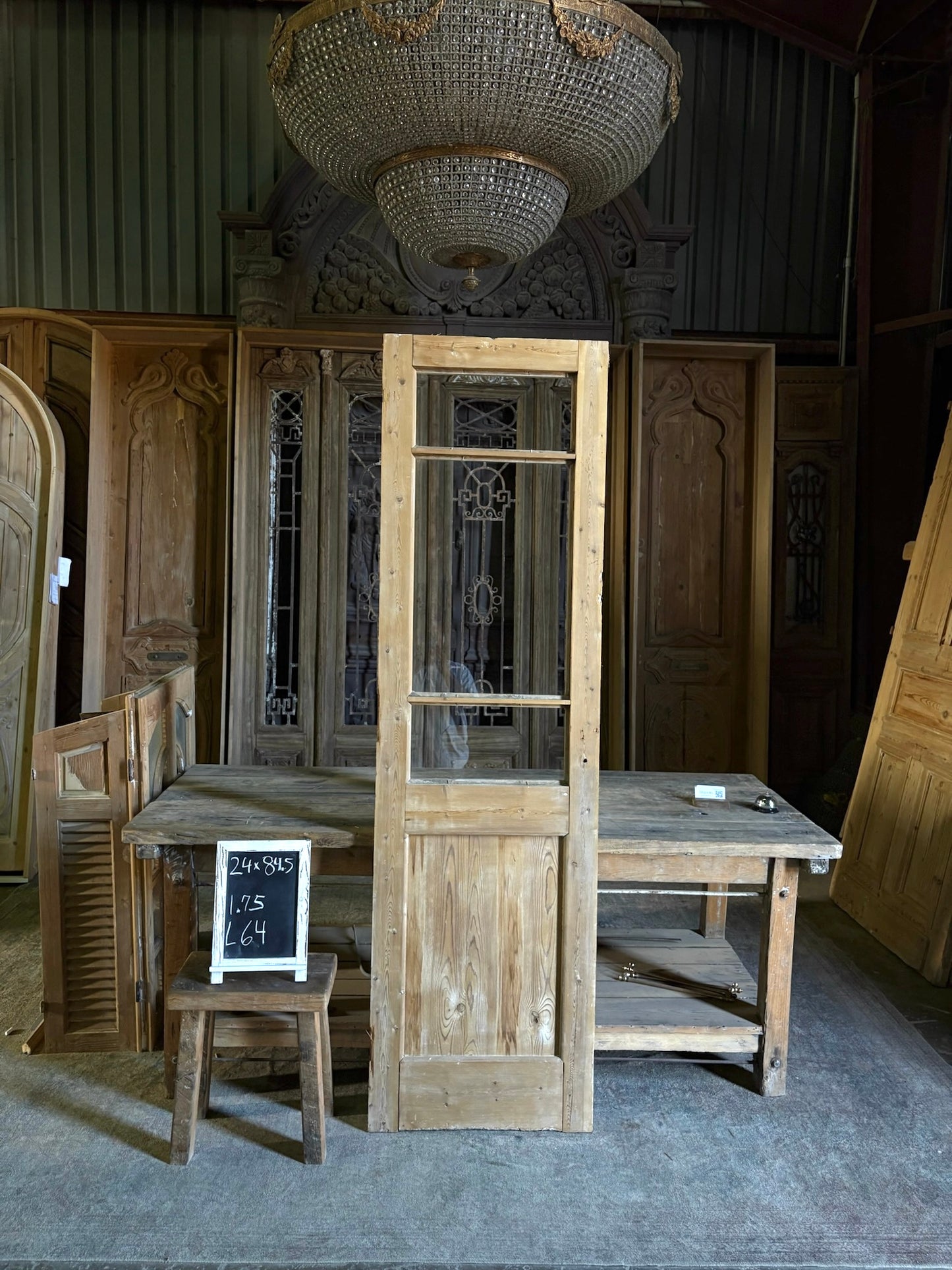 Single Antique Glass Door - 24x84.5 - L64