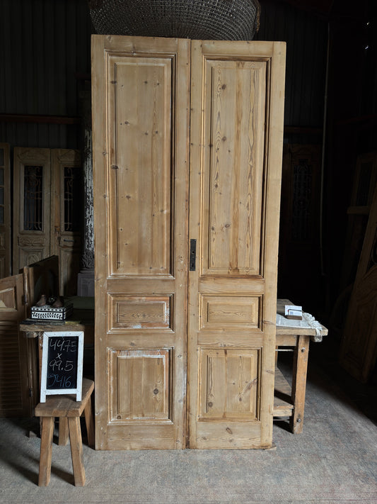 3 Panel Antique Solid French Doors - 44.75x99.5 J416