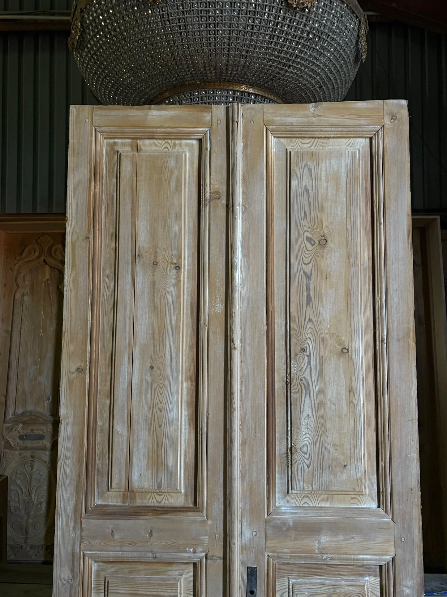 3 Panel Antique Solid French Doors - 40x97 - L82