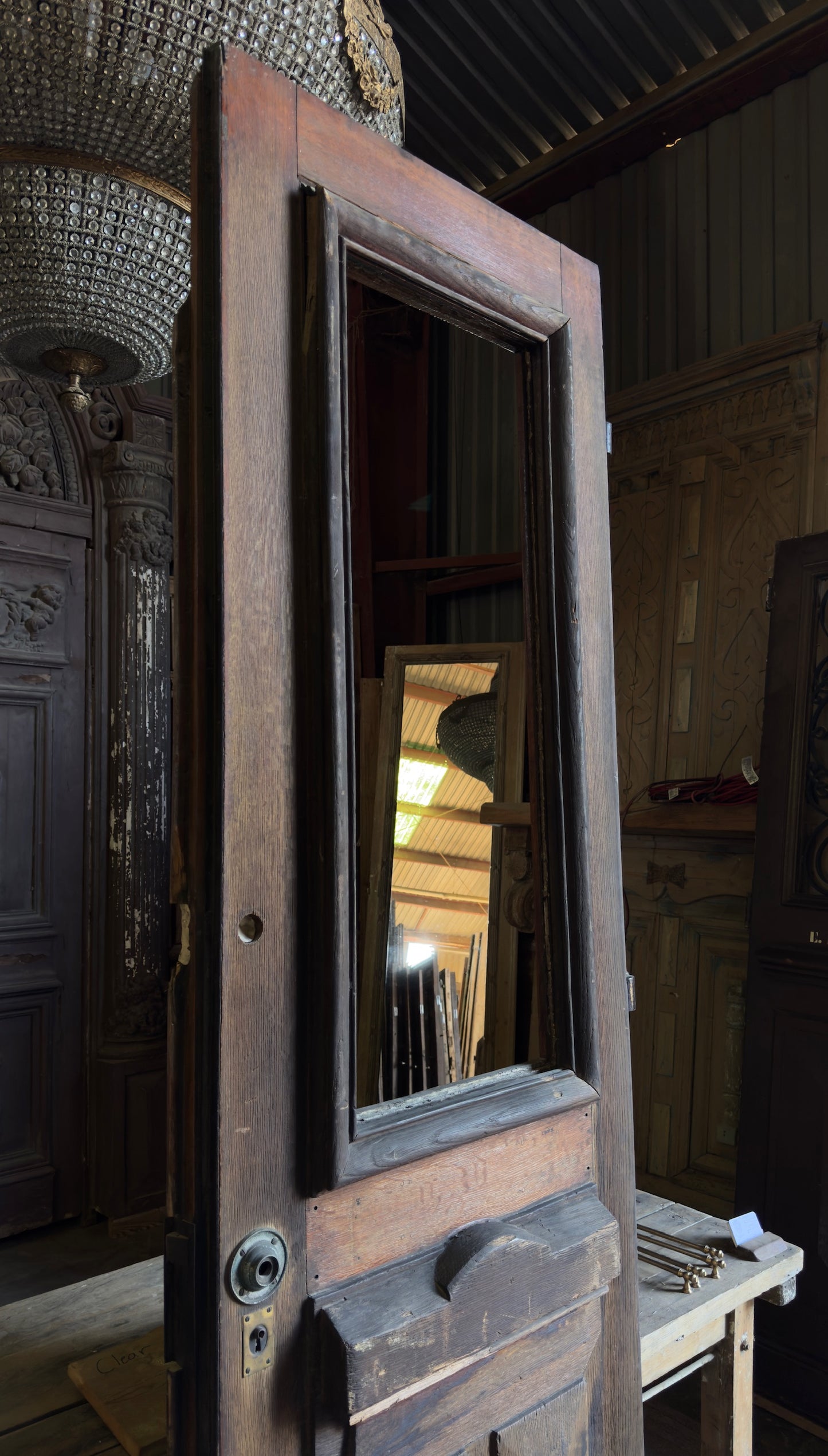 European Full Glass Antique Single Door - 32.5x100.5 - L266