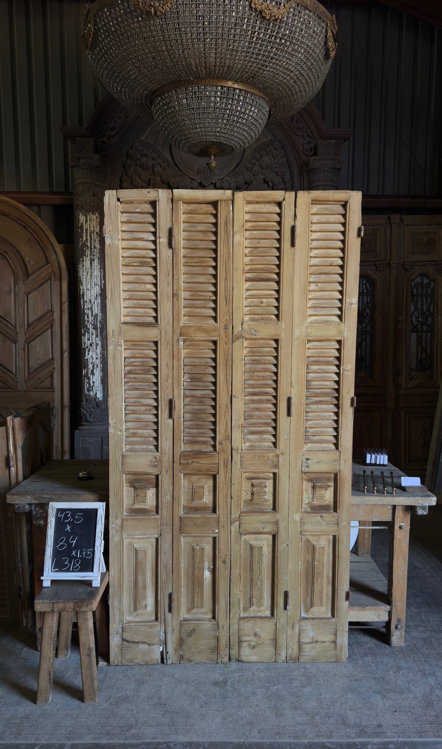 European French Antique Louvered Shutters - 43.5x84 - L318