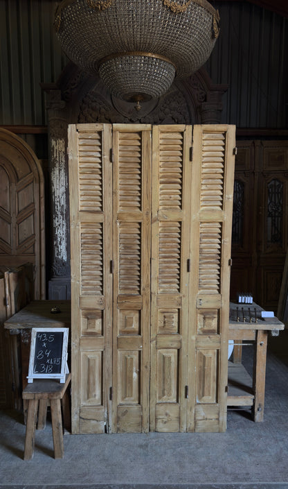 European French Antique Louvered Shutters - 43.5x84 - L318
