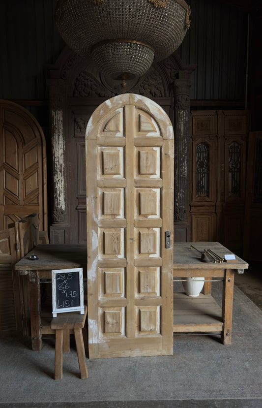 12 Panel Antique Solid Single Arched Door - 28.5x86 - L151