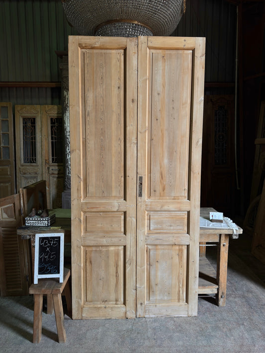 3 Panel Antique Solid French Doors - 43.75x94.5 J396