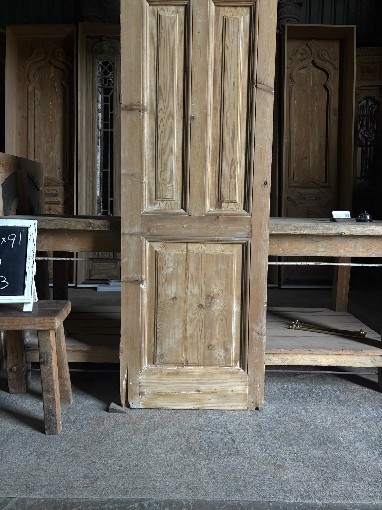 European 4 Panel Antique Glass Single Door - 24x91 - L53