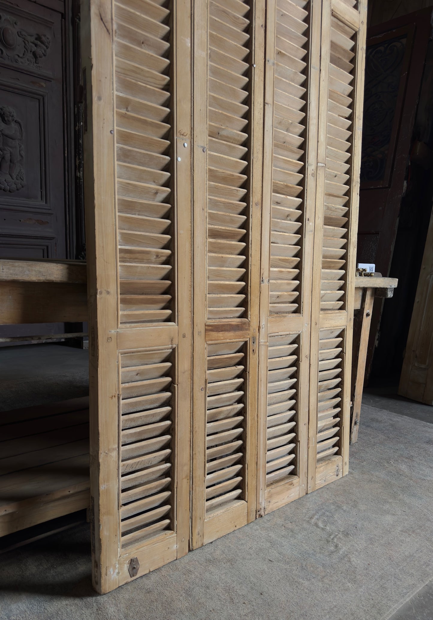 European French Antique Louvered Shutters - 43x89.5 - L404
