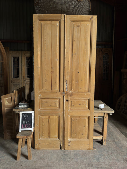 3 Panel Antique Solid French Doors - 45x100 K53