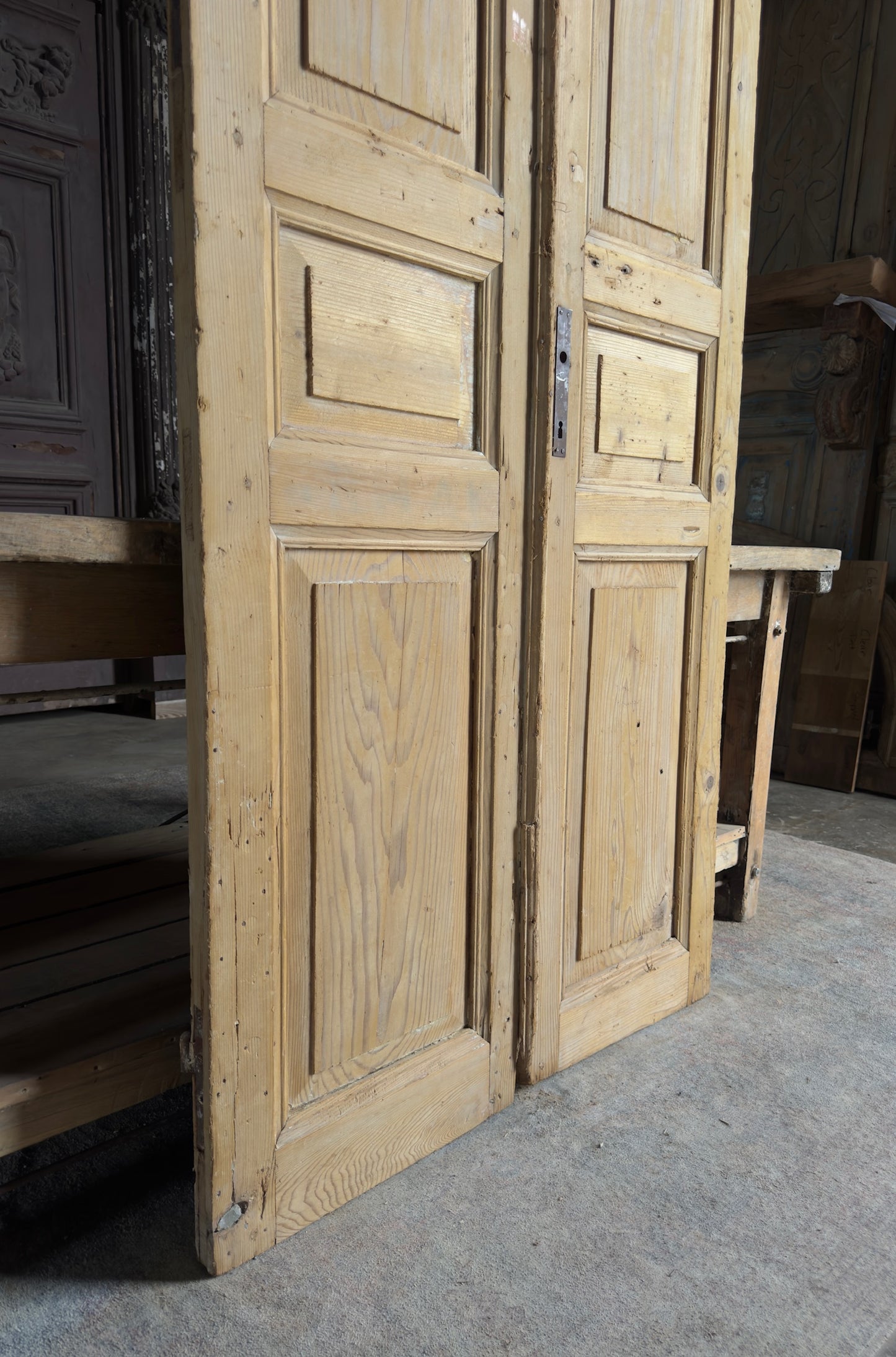 3 Panel Antique Solid French Doors - 38.5x95 K358