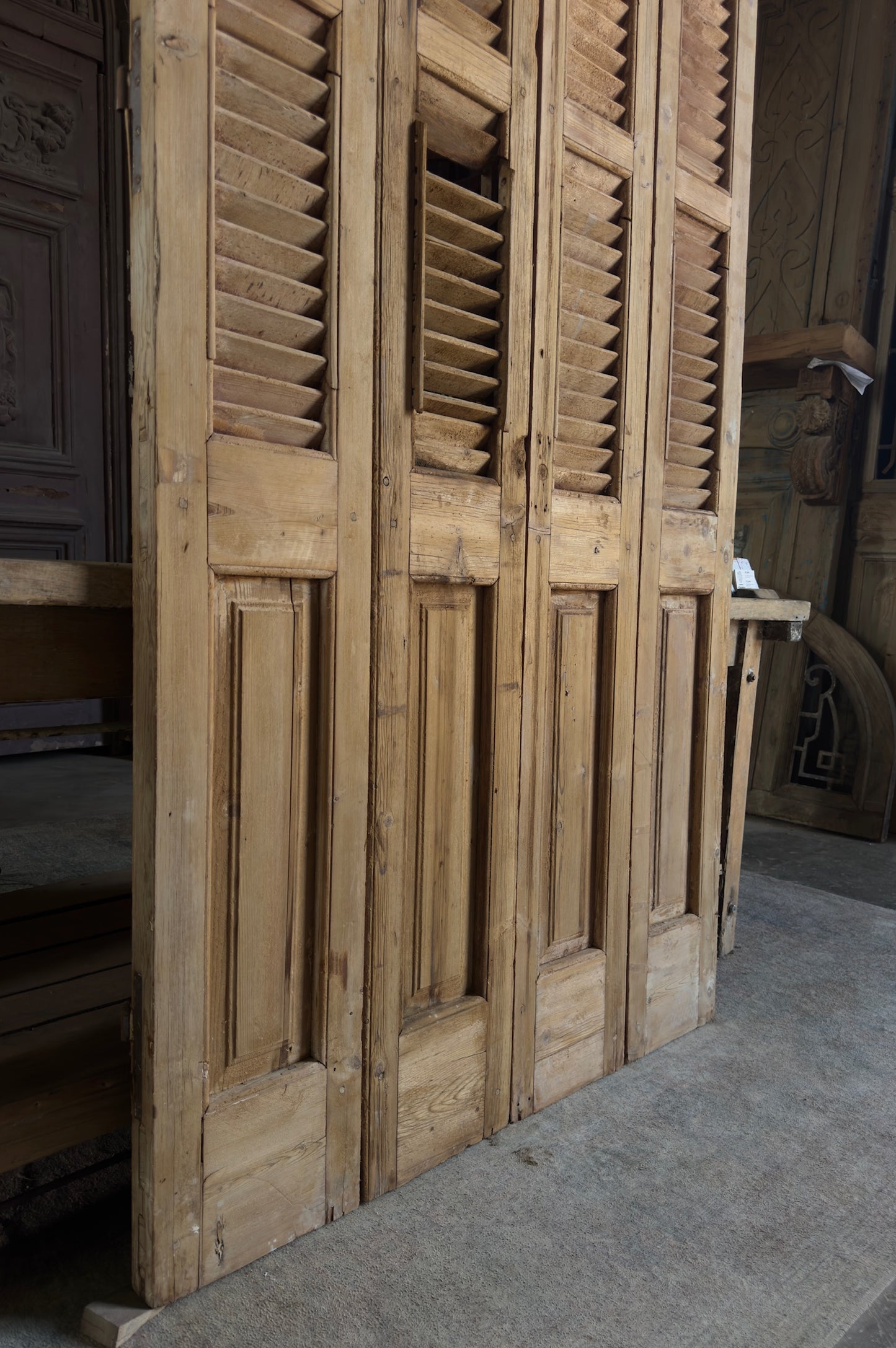 European French Antique Louvered Shutters - 43.5x96.5 K405