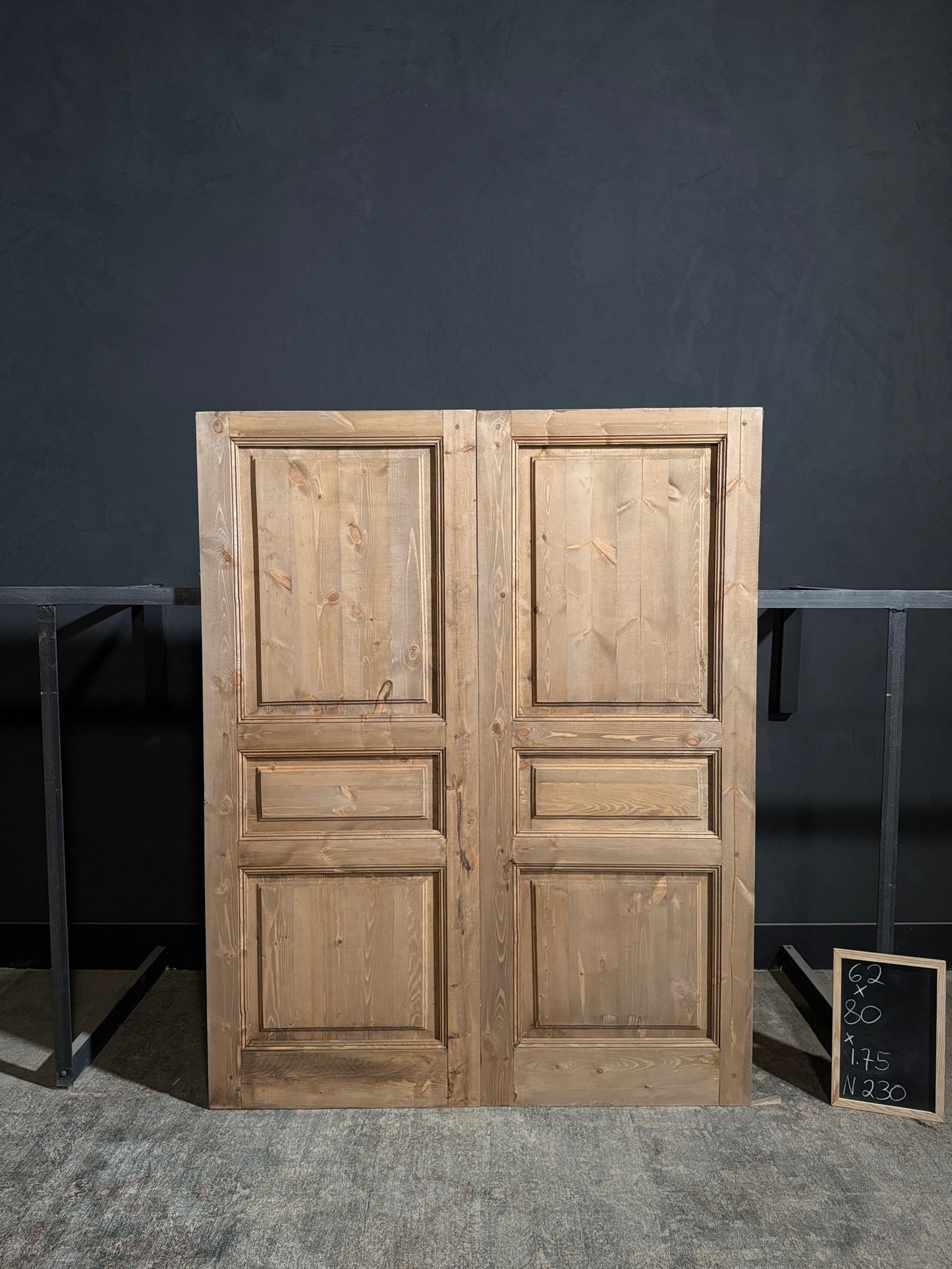 Handcrafted 3 Panel Solid French Doors - 62x80 - N230