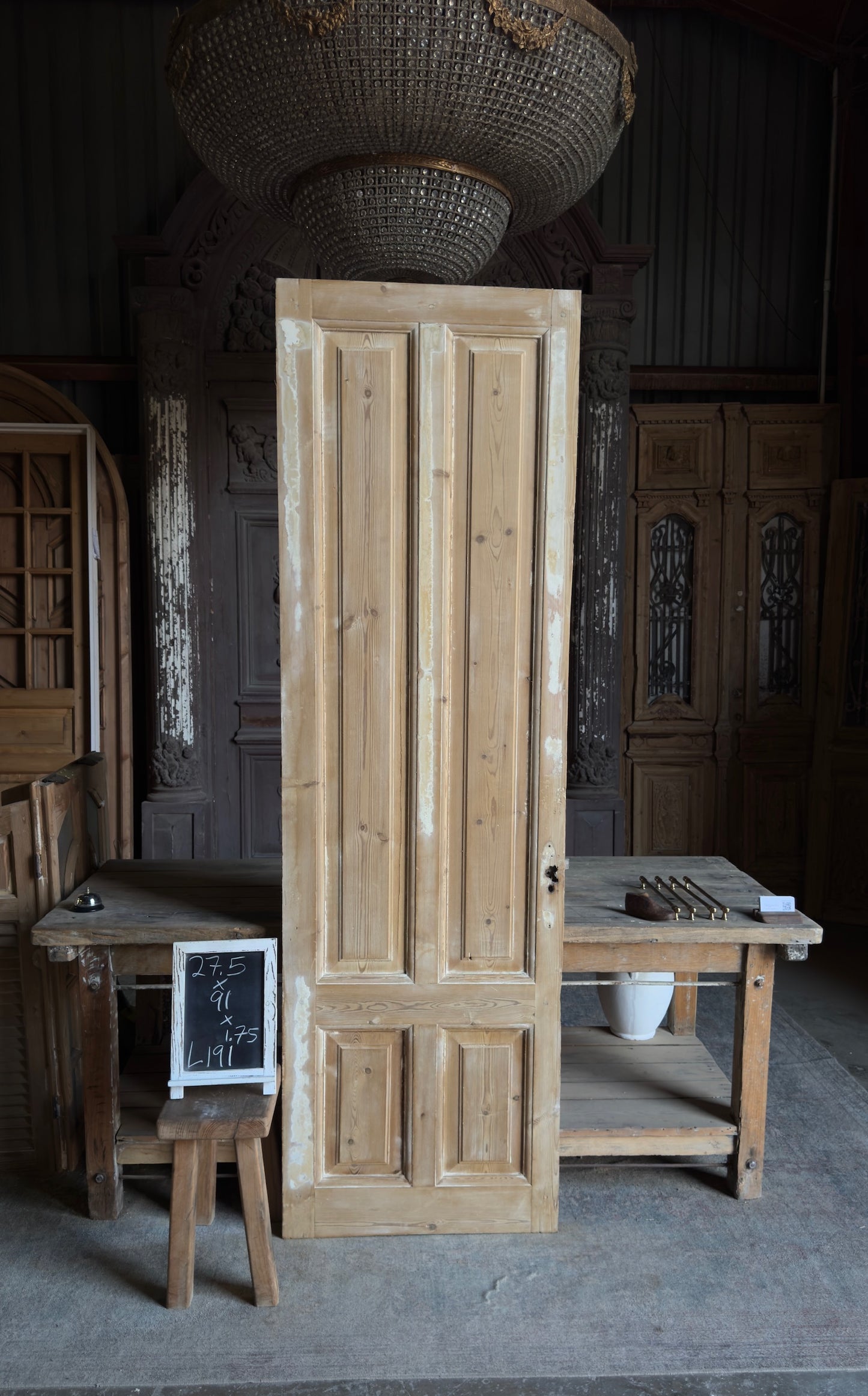 4 Panel Single Solid Antique Door - 27.5x91 - L191