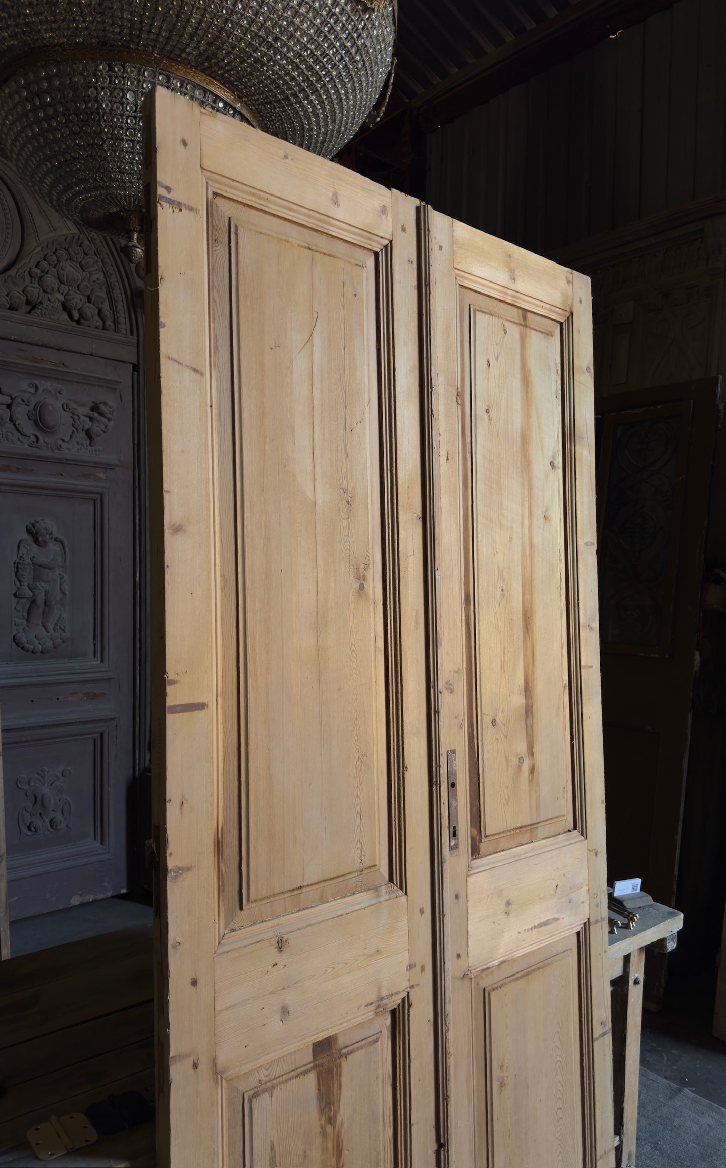 2 Panel Antique Solid French Doors - 44x93.5 - L343