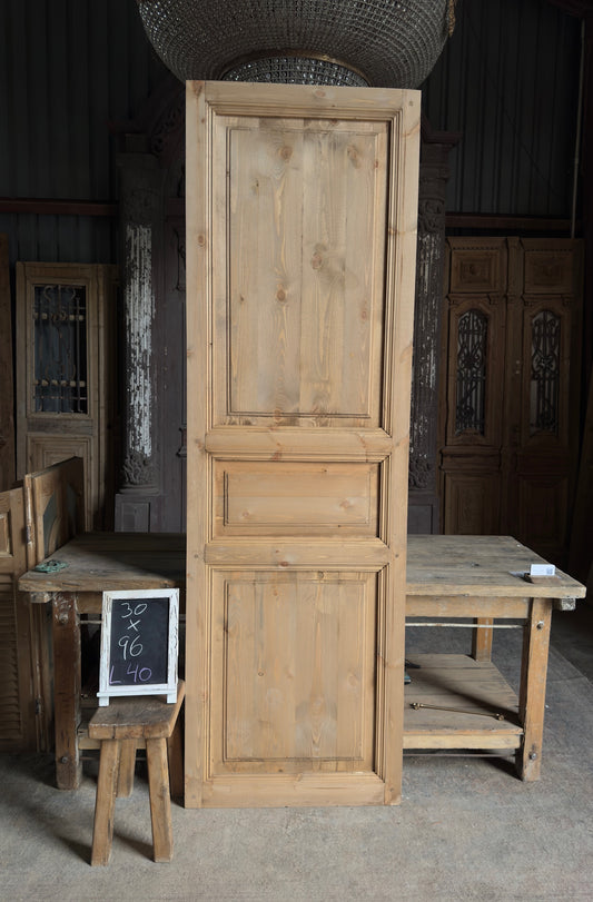 Handcrafted 3 Panel Solid Single Door - 30x96 L40